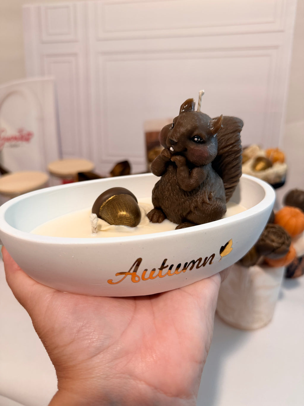 Autumn Squirrel Candle