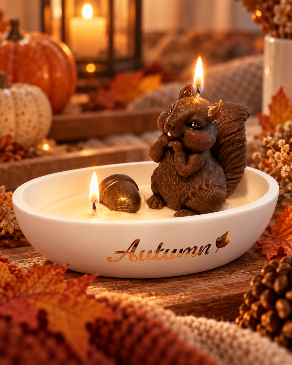 Autumn Squirrel Candle